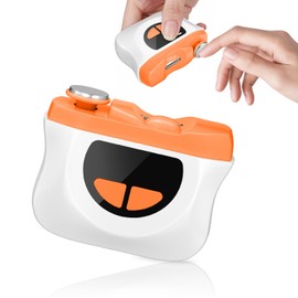 Electric Nail Clippers, 3 in 1 Automatic Cutting and Grinding + Storage of Nail Remnants with LED Light, 3 Speeds Nail Trimmer for Babies, Adults and Seniors - Orange