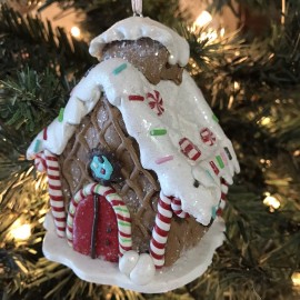 Peppermint Gingerbread House decorated Christmas Tree ornament 2011, Old Stock