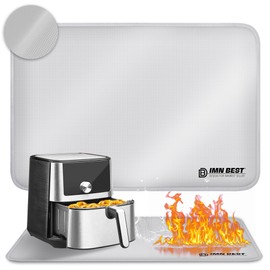 Heat Resistant Mat for Air Fryer Site, Fireproof Silicone Mat for Kitchen Countertop, Non-slip and Waterproof, Countertop Protector (Silvery, 30"L x 20"W)