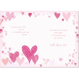 doodlecards Valentine's Day Card Pink Love Hearts Large A4 Size with Plain Envelope