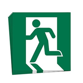 Emergency Exit Weatherproof Stickers 3.9 x 3.9 inches (100 x 100 mm), Pack of 5