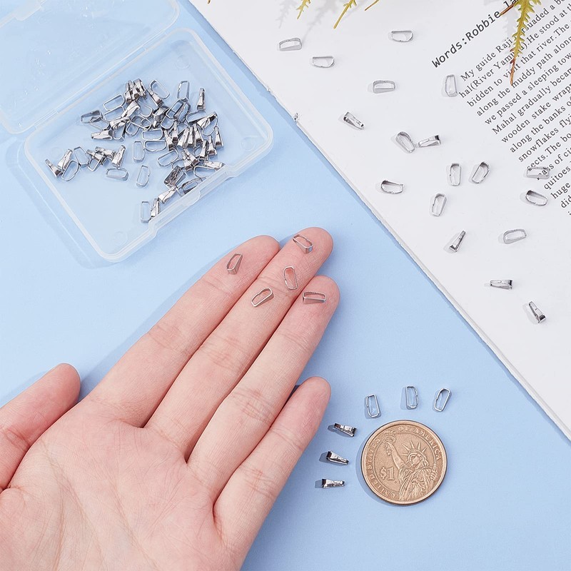 UNICRAFTALE 100pcs 2.5mm Wide Stainless Steel Snap On Bails Mental
