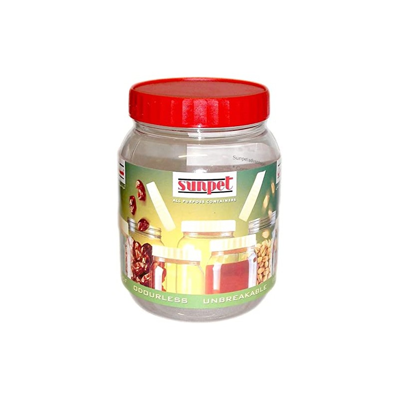 Sunpet J1500 Large Red Top Plastic Food Storage Canister Size