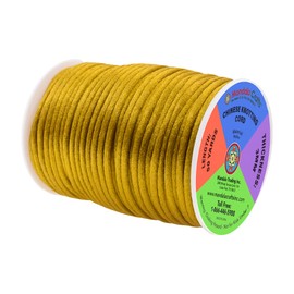 Mandala Crafts Nylon Satin Cord 3mm Rattail Dijon Gold String - 50 Yds Nylon Chinese Knotting Cord for Bracelet Necklace Jewelry Making Macrame Trim