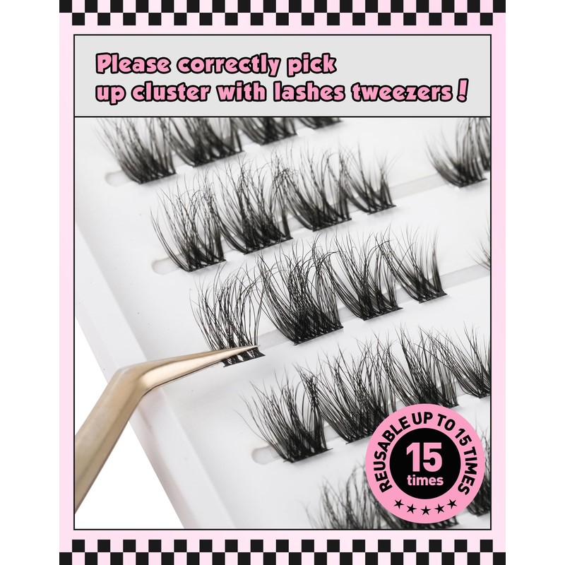 Cluster Eyelashes, Natural Look Eyelash Clusters, Wispy D Curl Eyelash