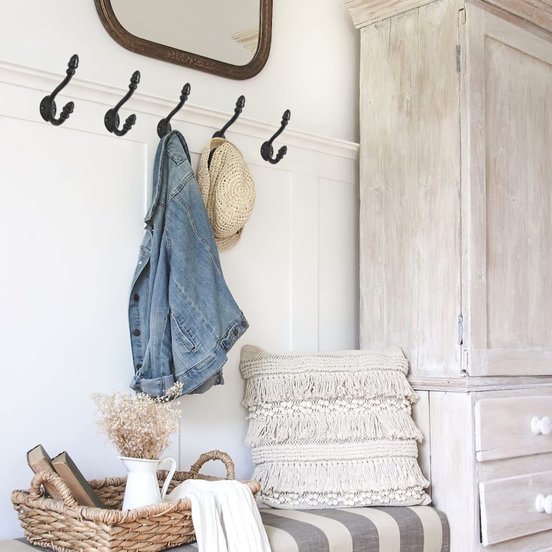rumdraw Industrial Pipe Hooks 5 Pack, Rustic Wall Mounted Coat