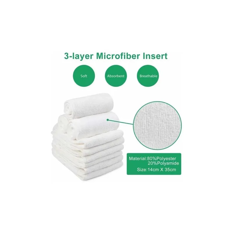 6 Absorbentes Insertos Microfibra 3 Capas Pañales Ecológicos