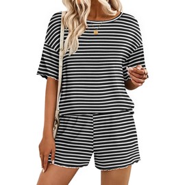 Ekouaer Pajama Set for Women 2 Piece Waffle Knit Lounge Sets with Pockets