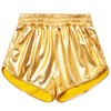 Perfashion - Pantalones cortos metálicos brillantes para mujer, Oro, 6-8