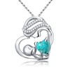 DOLIOX Real Turquoise Necklace for Mother 925 Sterling Silver Heart