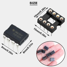 DAOKAI TL072CP Op Amp DIP-8 Delay Op Amp Dual Op Amp DIP TL072CN TL072 Low Noise IC Chip with Round DIP-8 IC Socket, Pack of 12