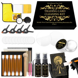 COARVXA 272 Pcs Card Care Clean Kit,Trading Card Cleaning Kit with Fixing Jig and EVA Shaping Foam, Suitable for PSA Rated Baseball Football Basketball Sports Cards Card Care (Black)