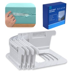 DreamZon Bed Sheet Holder,Sheet Holders Keep Sheets Firm & Tight,Bed Sheet Holders for Corners,Corner Sheet Holders for Bedding,Bed Buddy Fitted Bed Sheet Secure Lock (White)