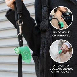 Springer Dog Poop Bag Dispenser + Roll - Springer Green - Bags made from 70% Post-Consumer Recycled Plastic | Designed with Easy-Open Tabs | Minimal Poop Bag Holder - No Dangle