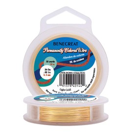 BENECREAT 24Gauge(0.5mm) Tarnish Resistant Light Gold Wire Jewellery Making Copper Wire, 30M/33Yard