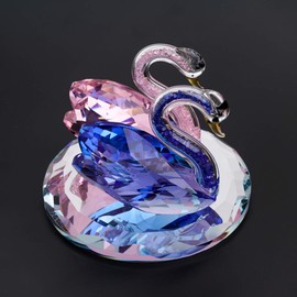 London Boutique Crystal Swan Wedding Pink Blue Figurine Ornaments for Living Room