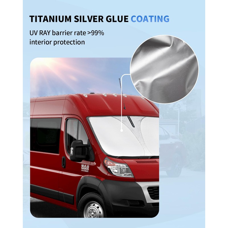 Windshield Sunshade for 2014-2023 2024 2025 Dodge Ram ProMaster Accessories
