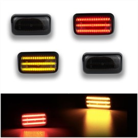 ULTRALTH Smoked Side Marker Lights for 2015-2023 Chevy Silverado & GMC Sierra 2500HD/3500HD Dual Rear Wheel Bed - Amber/Red Dual Function Bed-Mounted LED Turn Signals (4pc Kit) | Direct Replacement