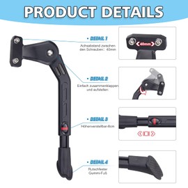 MEGHNA 40 mm Hole Spacing Bicycle Stand Aluminium Alloy Rear Stand Aluminium Alloy Bicycle Stand Non-Slip Side Stand for 22-29 Inches