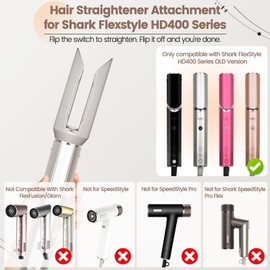 AFDD Hair Smooth Attachment for Shark Flexstyle HD400 Series, Gentle Airflow Smooth Nozzle for Shark Flex Style, Hair Straightener Replacement Part from Curly Wet to Straight Smooth Sleek Shiny Hair