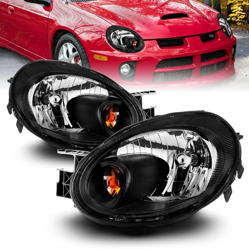 AmeriLite Black Replacement Headlights Set For 03-05 Dodge Neon -