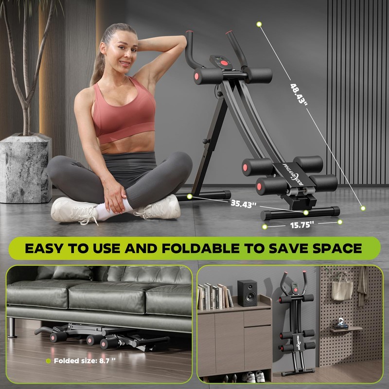 BODY RHYTHM Dual-Track Ab Machine with 4 Adjustable Heights, Foldable