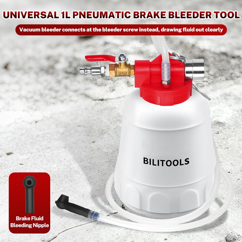 BILITOOLS 1L Universal Brake Bleeder Kit, Vacuum Brake Fluid Bleeding