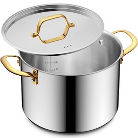 BEZIA 12 Qt Stainless Steel Stock Pot with Lid, Induction Ready Large Soup Pot with Lid, Tri-ply Bottom for Even Heat, Kitchen Cooking Pots for Canning, Stews, and Bulk Cooking