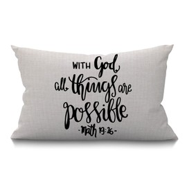 BGBDEIA Bible Verse Cushion Cover Farmhouse Religious christian hope with god All Things Are Possible Quote Decorations Pillow Cover Case for Sofa Couch Cotton Linen 30 x 50 cm 12x20 Inches