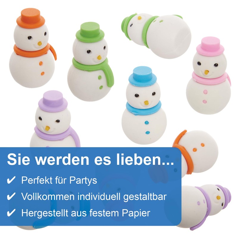 Baker Ross FX752 Snowman Erasers - Pack of 10 Christmas