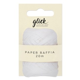 Glick White Paper Raffia Ribbon, Perfect for Gift Wrapping and Arts and Crafts, 20 Metres Ribbon, Recyclable