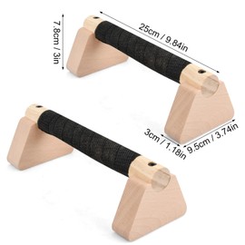 2 Pcs Parallettes Bars, 25cm Dip Bars with Non-Slip Pads, Wood Push Pp Bar Handles Thicker, Load Capacity 300kg, Calisthenics Equipment for Fitness Gymnastics Exercise Home