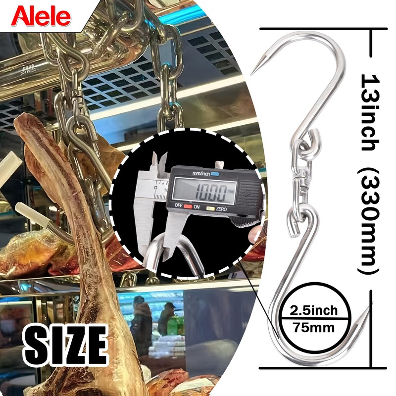 Alele 4 Packs Swiveling Meat Hook, Heavy Duty Stainless Steel