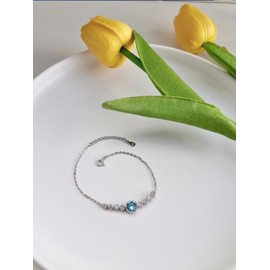 Dorunmo Blue Bracelet Birthstone Bracelet Sterling Silver light blue Bracelet Aquamarine Bracelet Blue Bracelets for Women March Birthstone Bracelet Birthday Christmas Blue Jewelry Gifts for Women