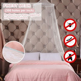 HDFCLUP 2 Pack Mosquito Net for Bed, King Canopy Bed Curtains Queen Size from Ceiling,Dome Mosquito Netting Bed Tent Twin Girls Canopy Bed Decor for Baby Crib,Kid Bed and Adult Beds