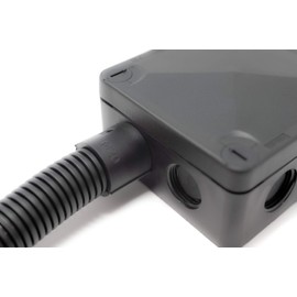 Outdoor Flexible Cable Trunking IP40 10m Spool - Underground External Cable Ducting Electrical Leads Wire Protection Polypropylene with Fittings - 10 Glands and Lock Nuts (M32)