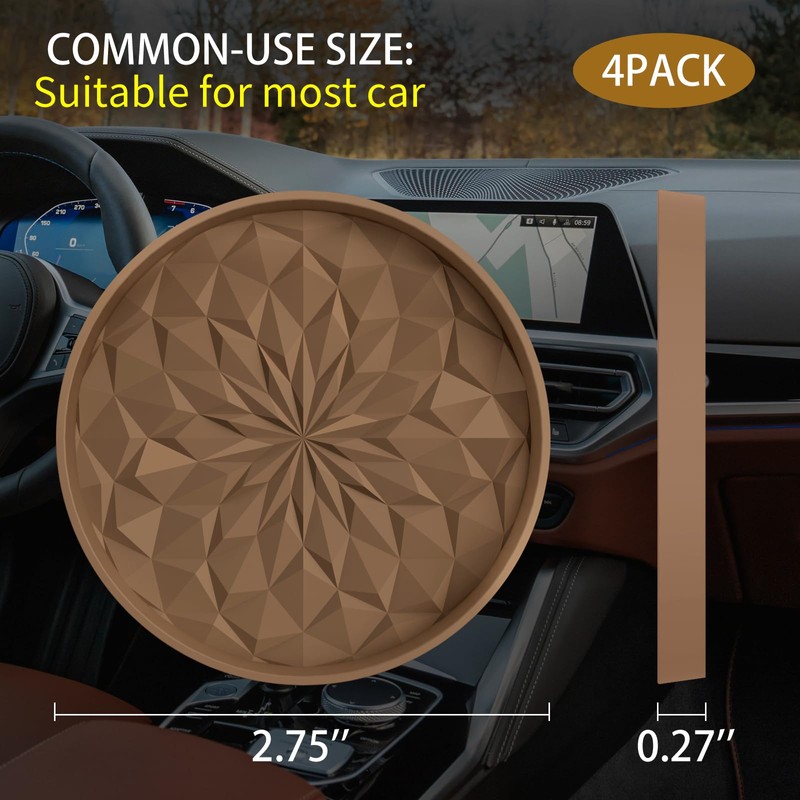 ME.FAN Car Cup Coaster [4 Pack] Silicone Car Coasters/Cup Mats