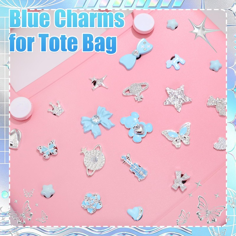 Blue Charms for Rubber Bag 23PCS Y2K Star Charms for