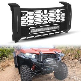 CUSAUTV Front Mesh Grill for XPEDITION, Waterproof Mesh Grill with LH&RH LED DRL Compatible with Polaris XP/XP 5/ADV/ADV 5 2024 Accessories