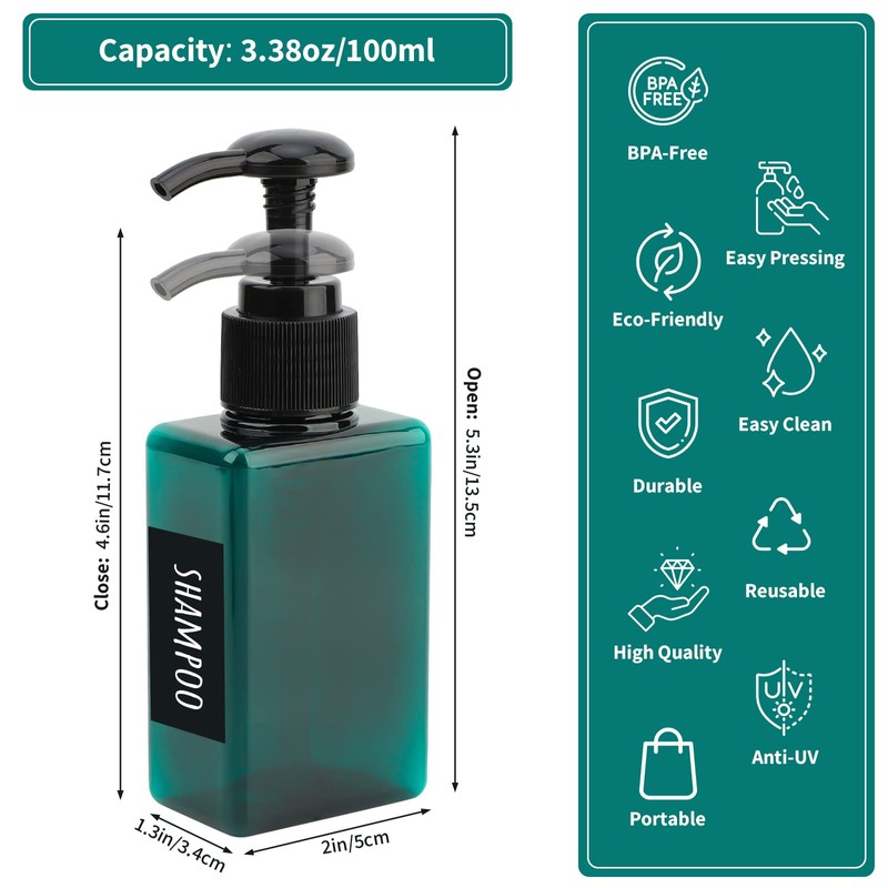Segbeauty Shower Bottles Set, 100ml 4pcs Refillable Toiletries Containers, Translucent