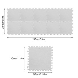 jackfru Plush Crawling Mat, 10Pcs Interlocking EVA Foam Floor Tiles, Non slip Jigsaw Cushion Mats Rug 30 * 30 * 1cm For Children's Play Area Baby Infant Bedroom Pet Cage Home Decoration (White)