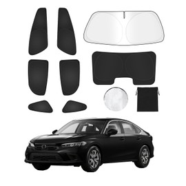 EVOOOR 8PCS Window Shades for Honda Civic 2022-2024 2025 with Storage Pouch [OEM Design, 100% Sun Blockage] 240T Foldable Windshield Sun Shade Sun Visor Cover -Privacy & Dashboard Protection