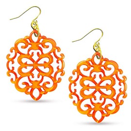 ZENZII Modern Damask Pattern Resin Earring (Bright Orange)