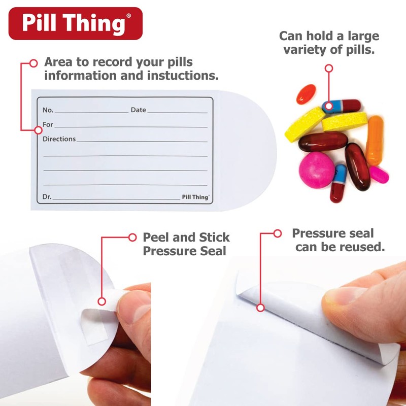 Printed Pill Envelope with Peel and Seal Pressure Closure -