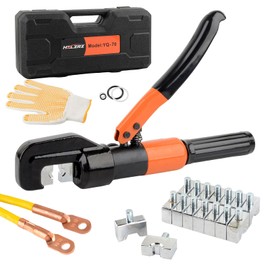 HZLZRZ Hydraulic Crimping Tool and Wire Crimping Tool Kit, Range 12AWG-2/0AWG, 9 Pairs Of Dies For Cable Crimping Tool, Wire Rope Electrical Terminal Wire and Battery Cable Crimper(YQ/70C)