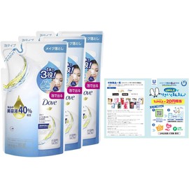 Dove 3-in-1 Foam Face Wash, Makeup Remover, Refill, 4.0 oz (120 mL) x 3 Packs, Leaflet Included