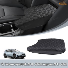 Aunginsy Leather Center Console Protector Cover Compatible with Subaru Crosstrek 2018-2023 /Impreza 2017-2023 Center Console Armrest Seat Box Cover Cushion Lid Protector Pad Anti-Scratch Accessories