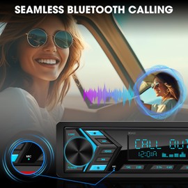 Single Din Car Stereo Bluetooth: 1-Din Car Radio Receiver - in Dash Digital Media MP3 Player LCD Display AM FM USB Fast Charging SD AUX 300W Amp Outputs