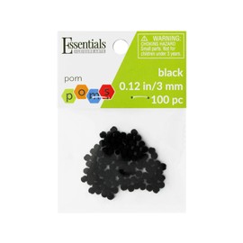 Essentials By Leisure Arts Pom Poms - Black - 3Mm 100 Piece Pom Poms Arts and Crafts Black Pompoms for Crafts Craft Puff Balls for Crafts