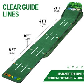 HUAEN Golf Putting Green Putting Mat Indoor & Outdoor with Ball Return and 3 Holes Improve Accuracy and Speed Durable Wrinkle-Resistant Velvet Crystal Mat Golf Accessories for Men